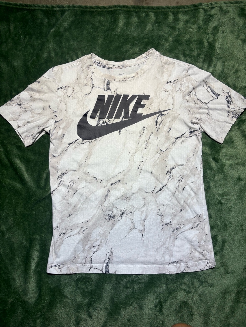 Nike White Marble Print Logo Short Sleeve Tee